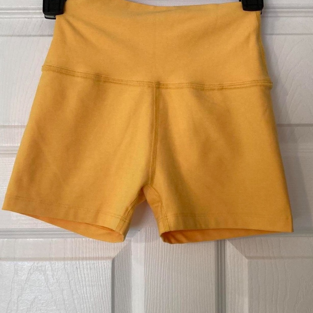 Beyond Yoga Yellow High-Waist Bike Shorts